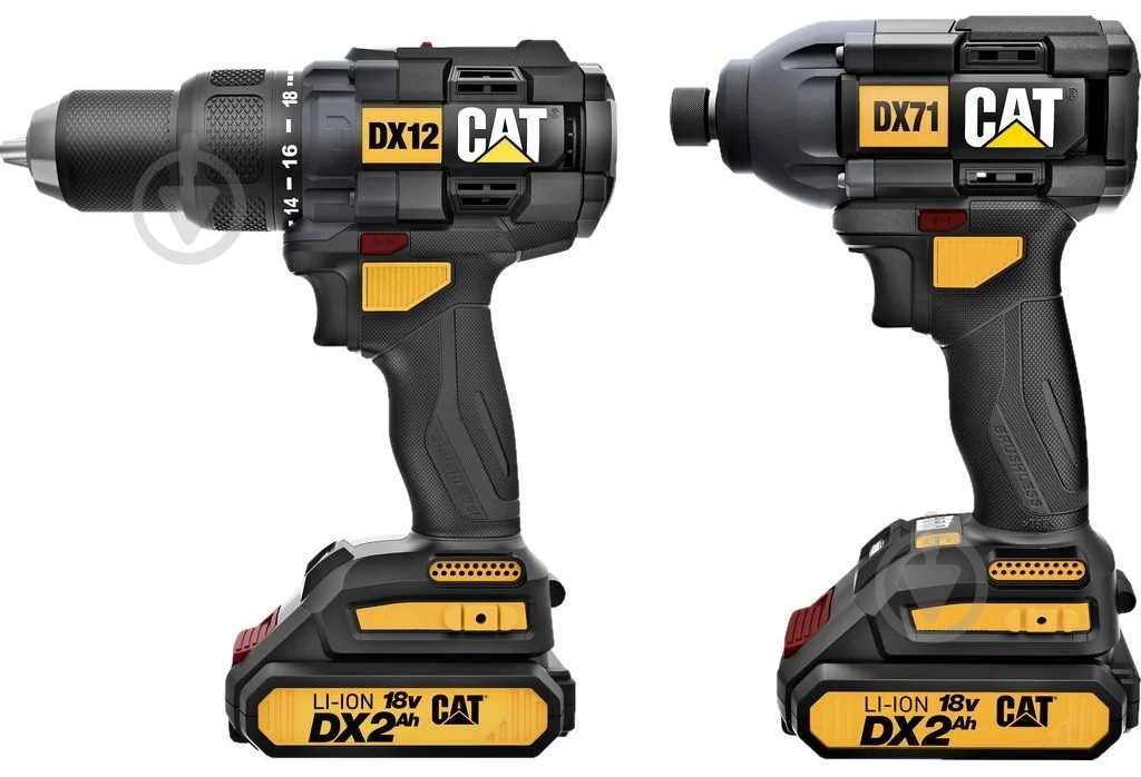 Набор аккумуляторного инструмента CAT ударный гайковерт CAT DX71 + ударный бесщеточный шуруповерт CAT DX12K - фото 3