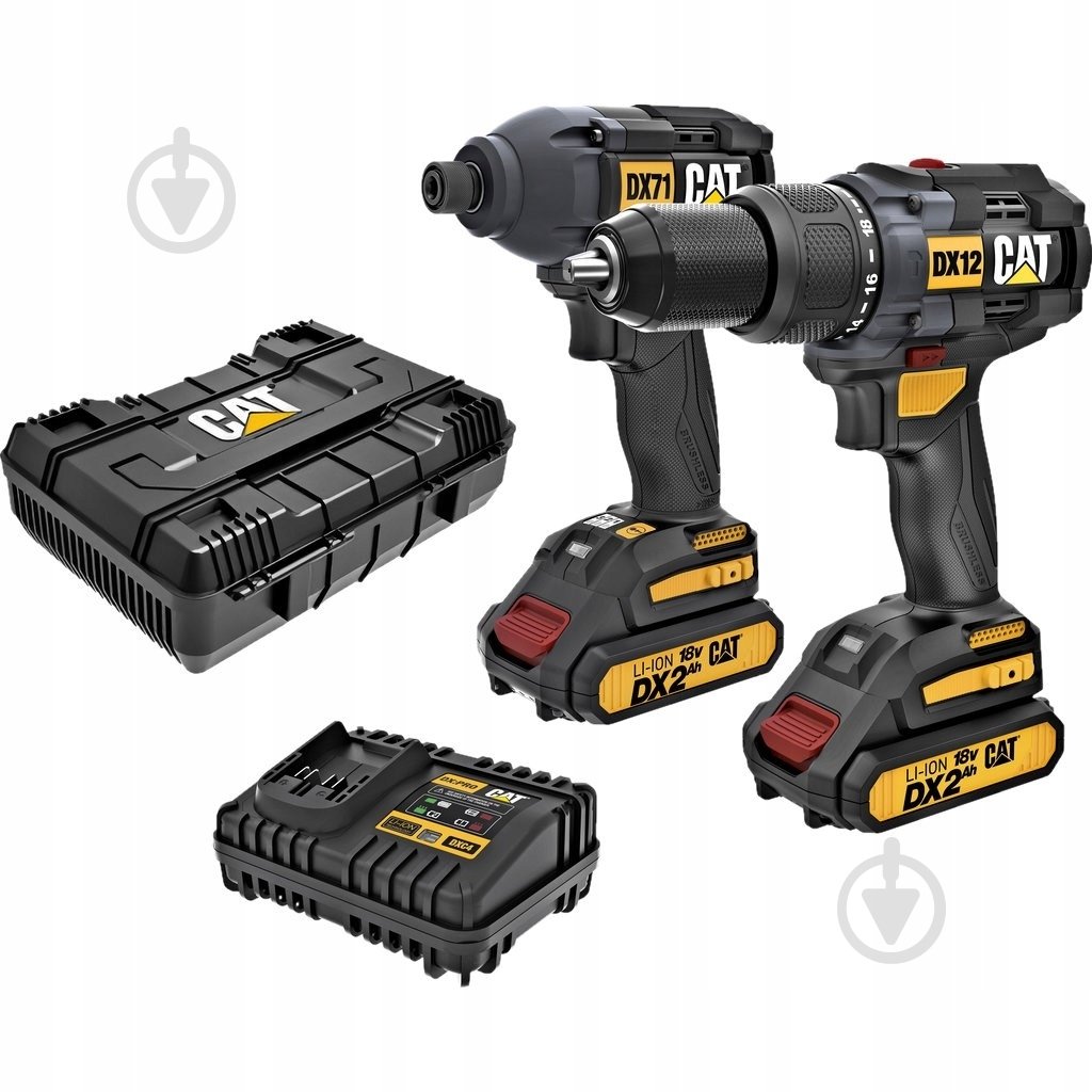 Набор аккумуляторного инструмента CAT ударный гайковерт CAT DX71 + ударный бесщеточный шуруповерт CAT DX12K - фото 1