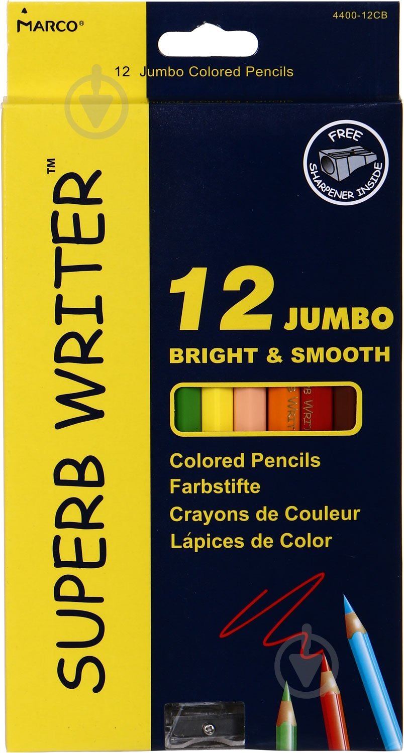 Олівці кольорові Superb Writer Jumbo 4400-12CB 12 шт. з чинкою Marco - фото 2