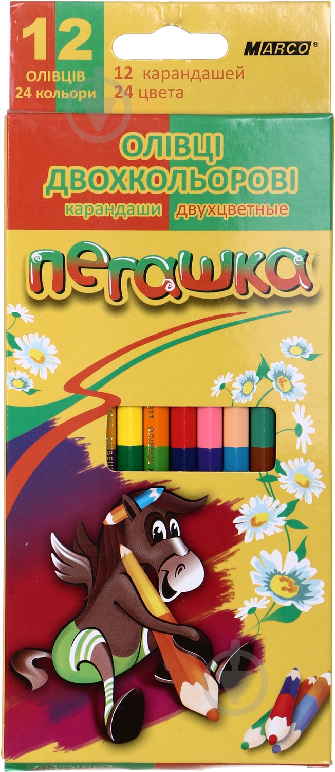 Карандаши цветные Пегашка 12 шт. 24 цвета Marco - фото 2