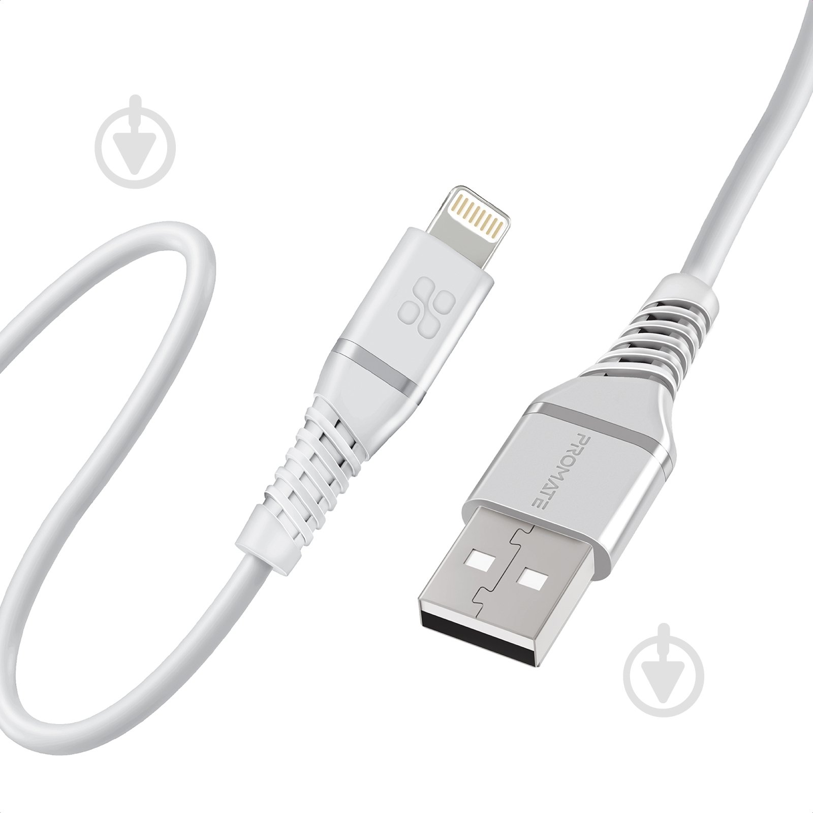 Кабель Promate PowerLine-Ai120 USB to Lightning MFi 2.4A 1.2 м 1,2 м білий (powerline-ai120.white) - фото 1 Кабель Promate PowerLine-Ai120 USB to Lightning MFi 2.4A 1.2 м 1,2 м білий (powerline-ai120.white) - фото 1