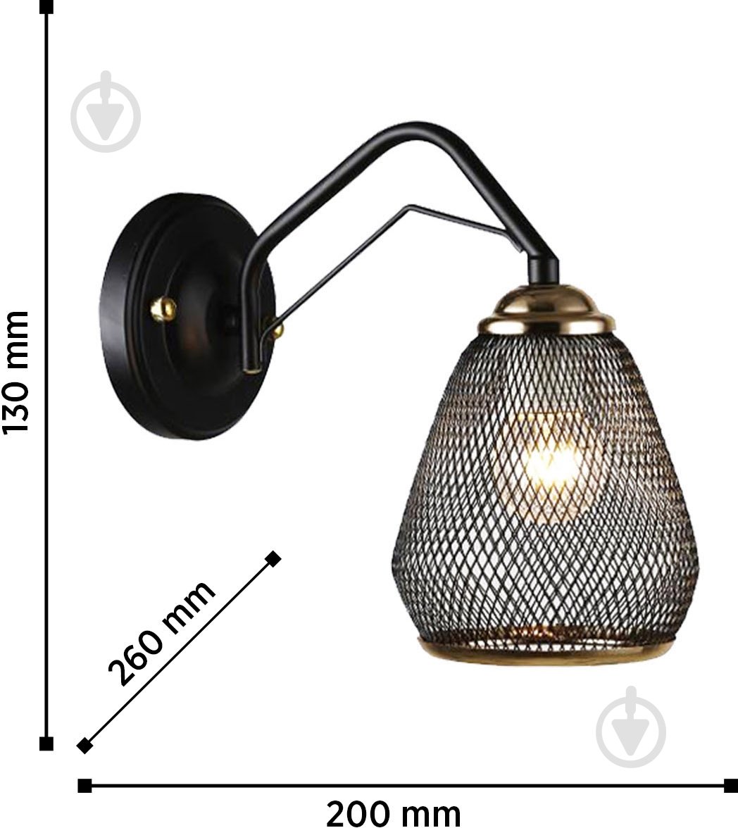 Бра Blitz 8027-11 1x60 Вт E27 черный/золото - фото 2