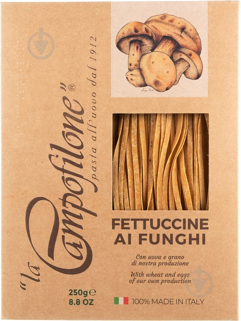 Макарони La Campofilone Фетучіні з білими грибами 250 г - фото 1 Макарони La Campofilone Фетучіні з білими грибами 250 г - фото 1