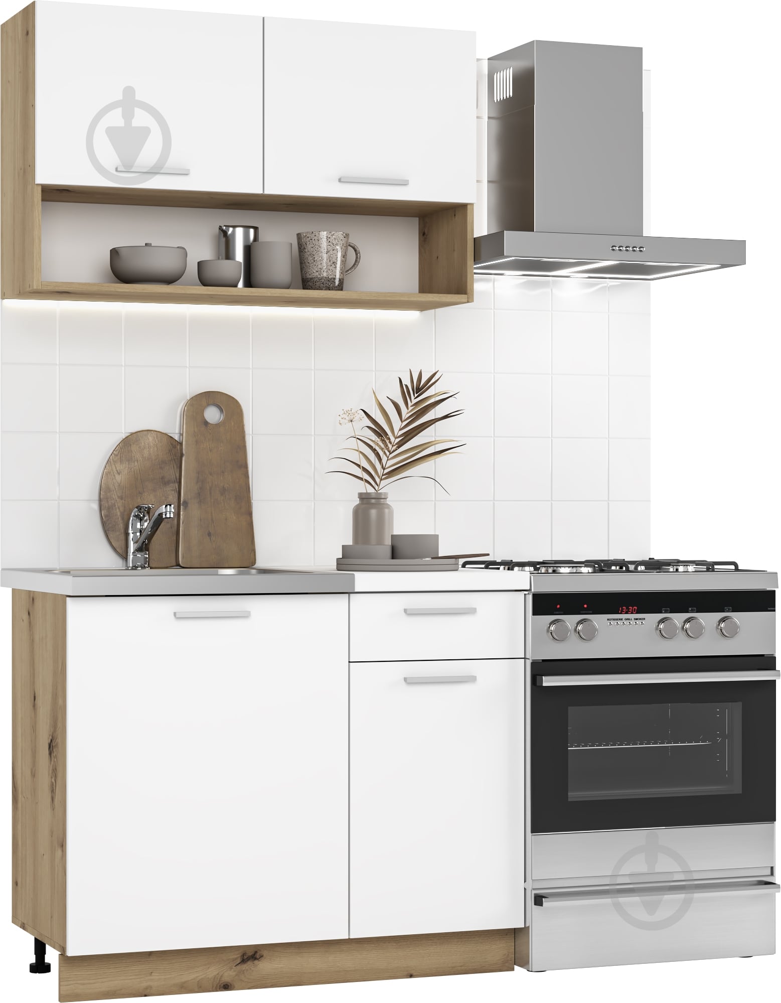 Кухня Грейд Дана ДСП 1м білий/дуб артізан - фото 1