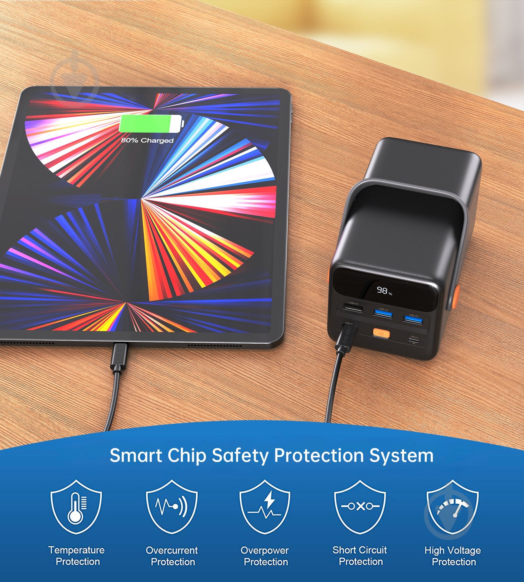 Повербанк Choetech 50000 mAh black (B664) + QC 65W - фото 7 Повербанк Choetech 50000 mAh black (B664) + QC 65W - фото 7
