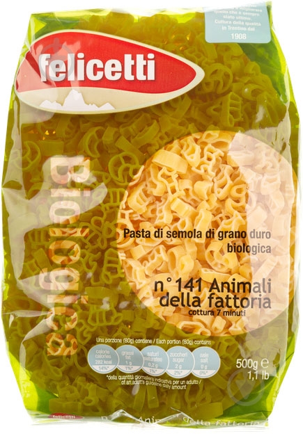 Макароны Felicetti Анимали Дела Фаттория органические 500 г - фото 1
