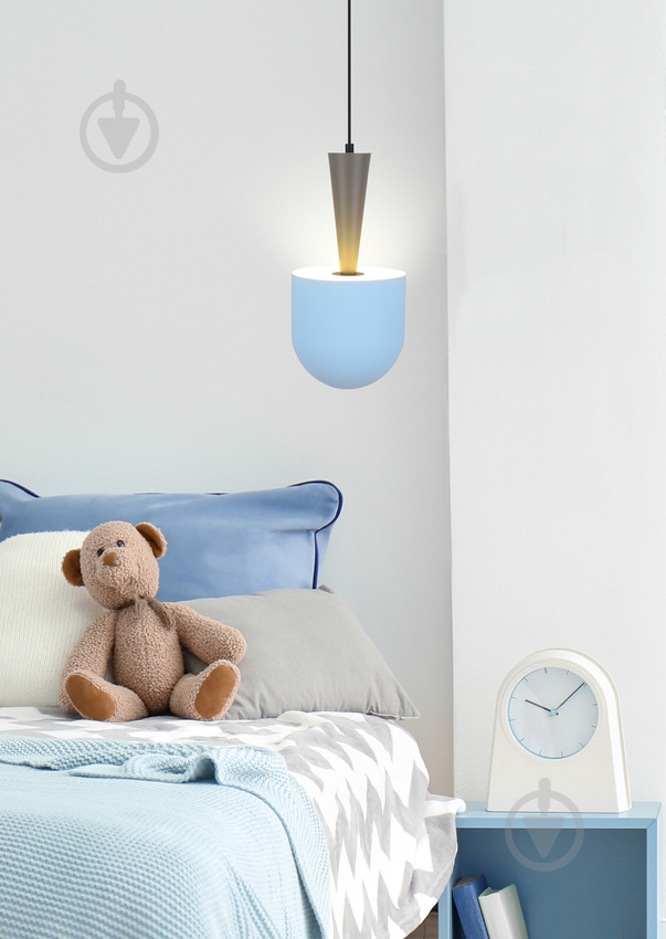 Люстра подвесная Candellux VISBY 1x40 Вт E27 голубой/серый 50101167 - фото 2