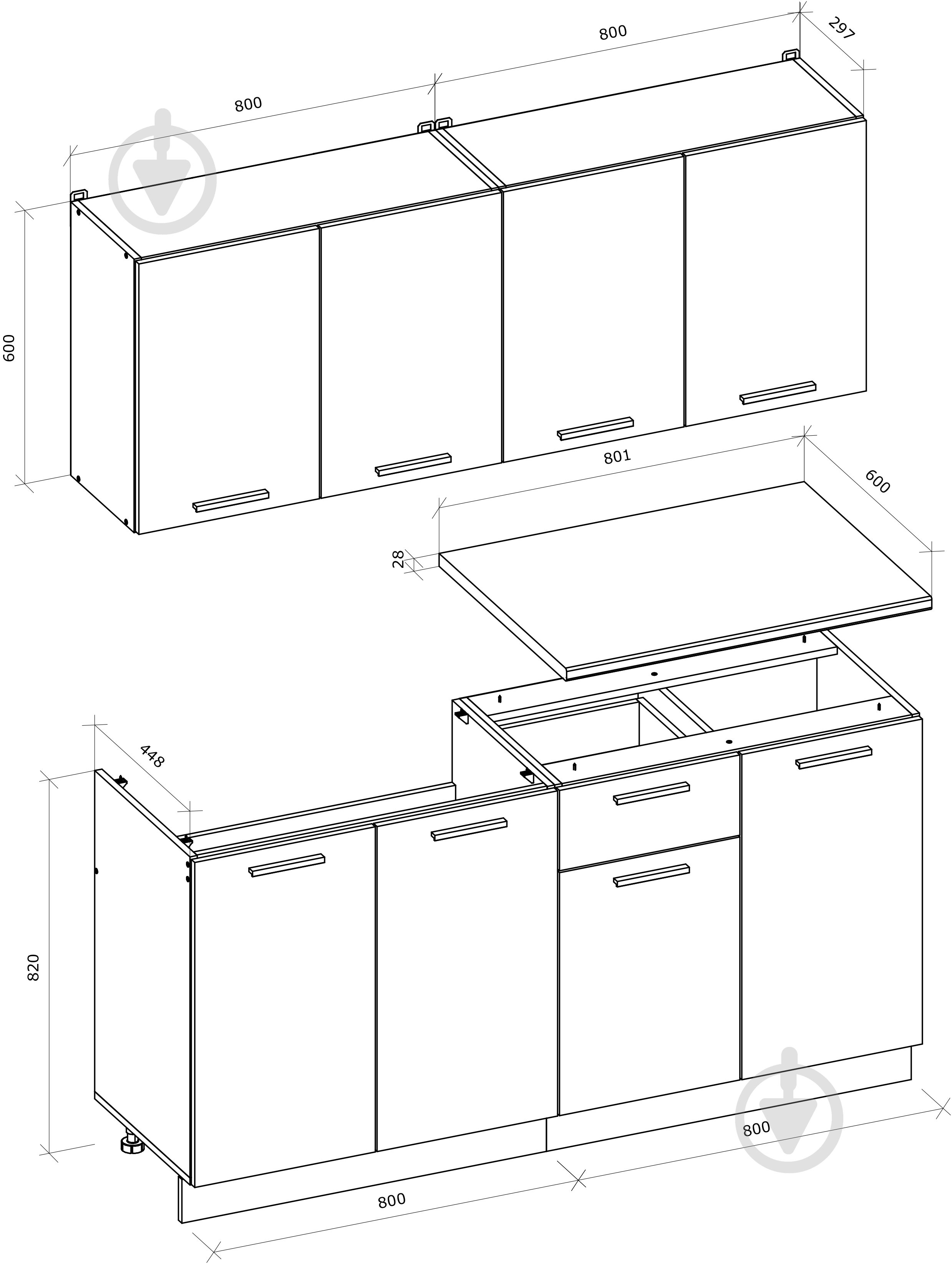 Кухня Грейд Софи белый/дуб артизан+столешница (6 уп.) ДСП 1,6м белый/дуб артизан - фото 3