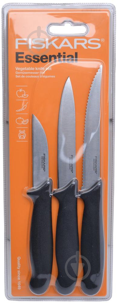 Набор ножей Fiskars Essential 3 шт.1023785 - фото 1