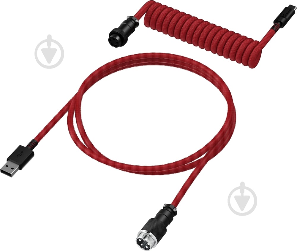 Кабель HyperX USB-A – USB-C спиральный 1,37 м красный (6J677AA) - фото 1