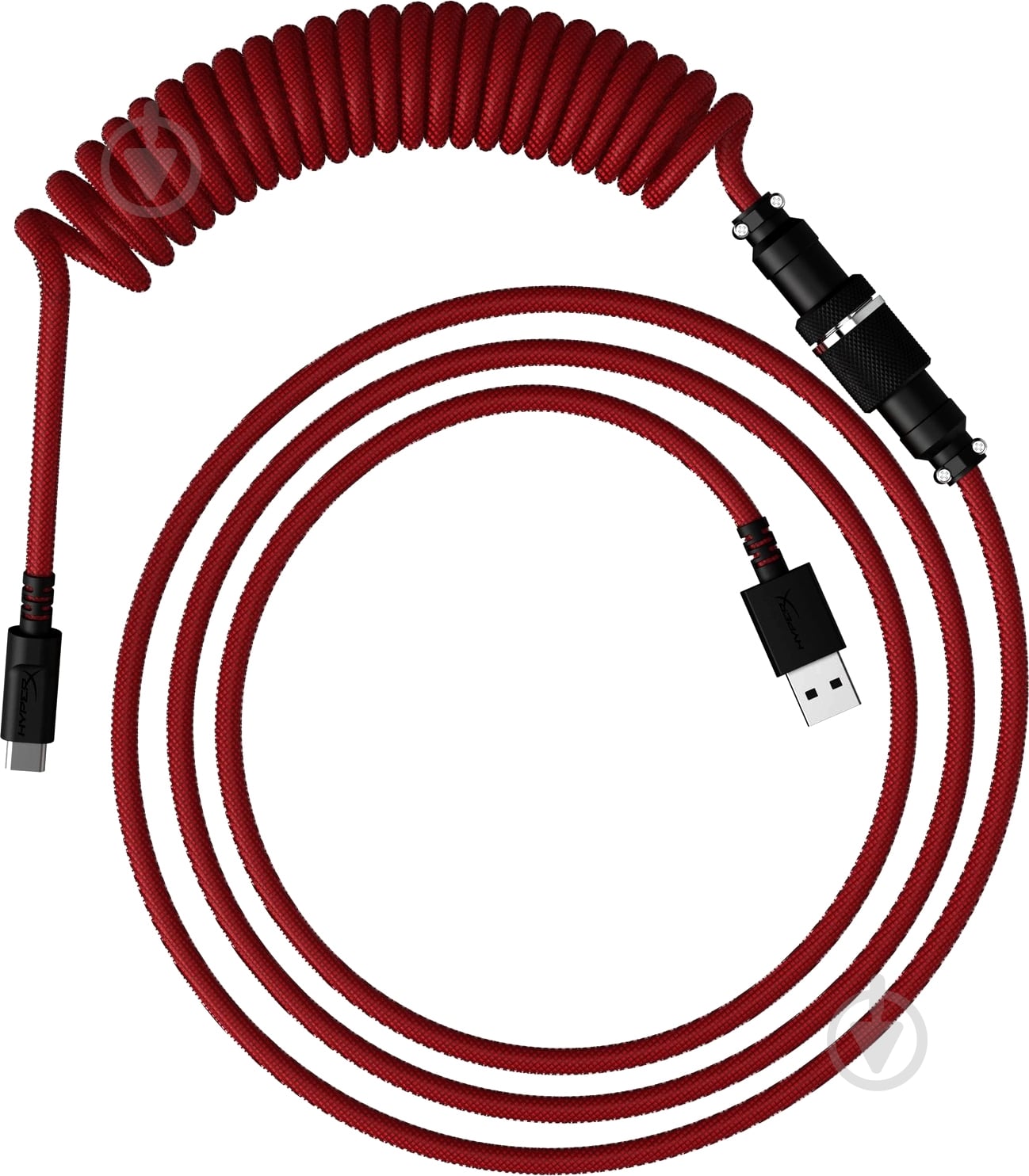 Кабель HyperX USB-A – USB-C спиральный 1,37 м красный (6J677AA) - фото 2