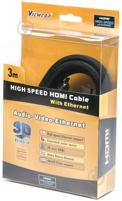 Кабель Viewcon 3 м черный (VC-HDMI-165-3m) HDMI-HDMI - фото 2