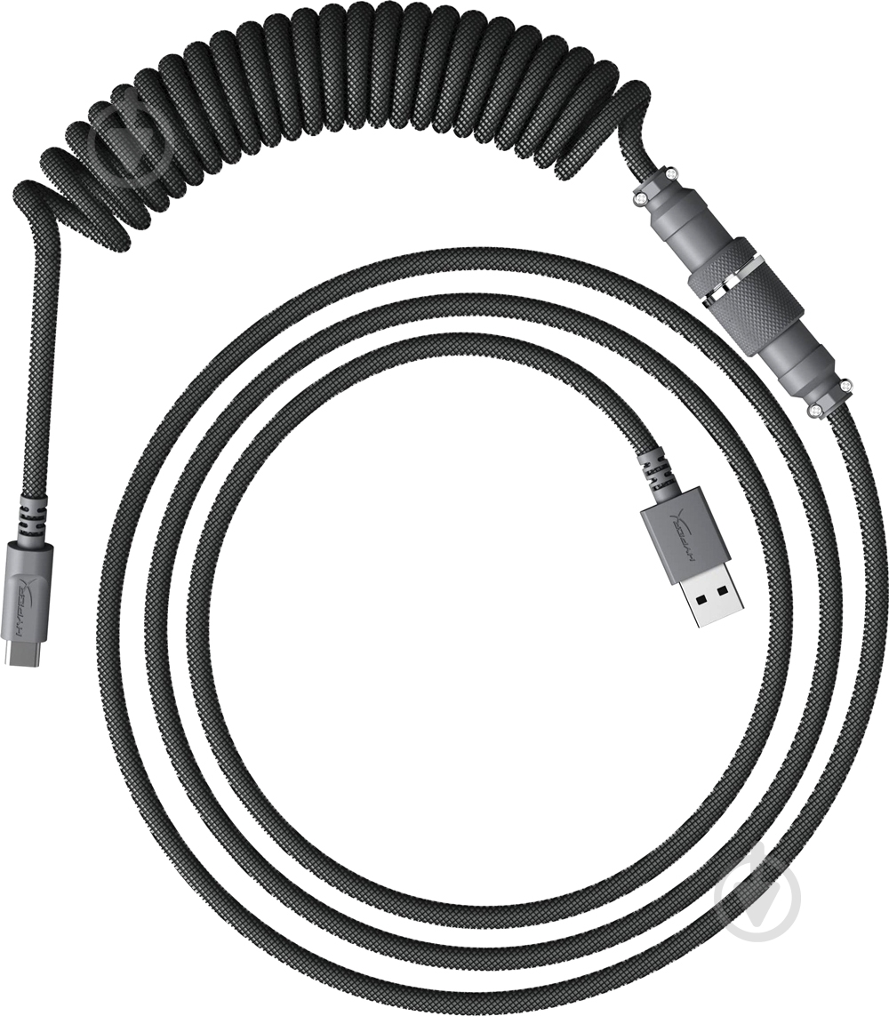 Кабель HyperX USB-A – USB-C спиральный 1,37 м серый (6J678AA) - фото 2