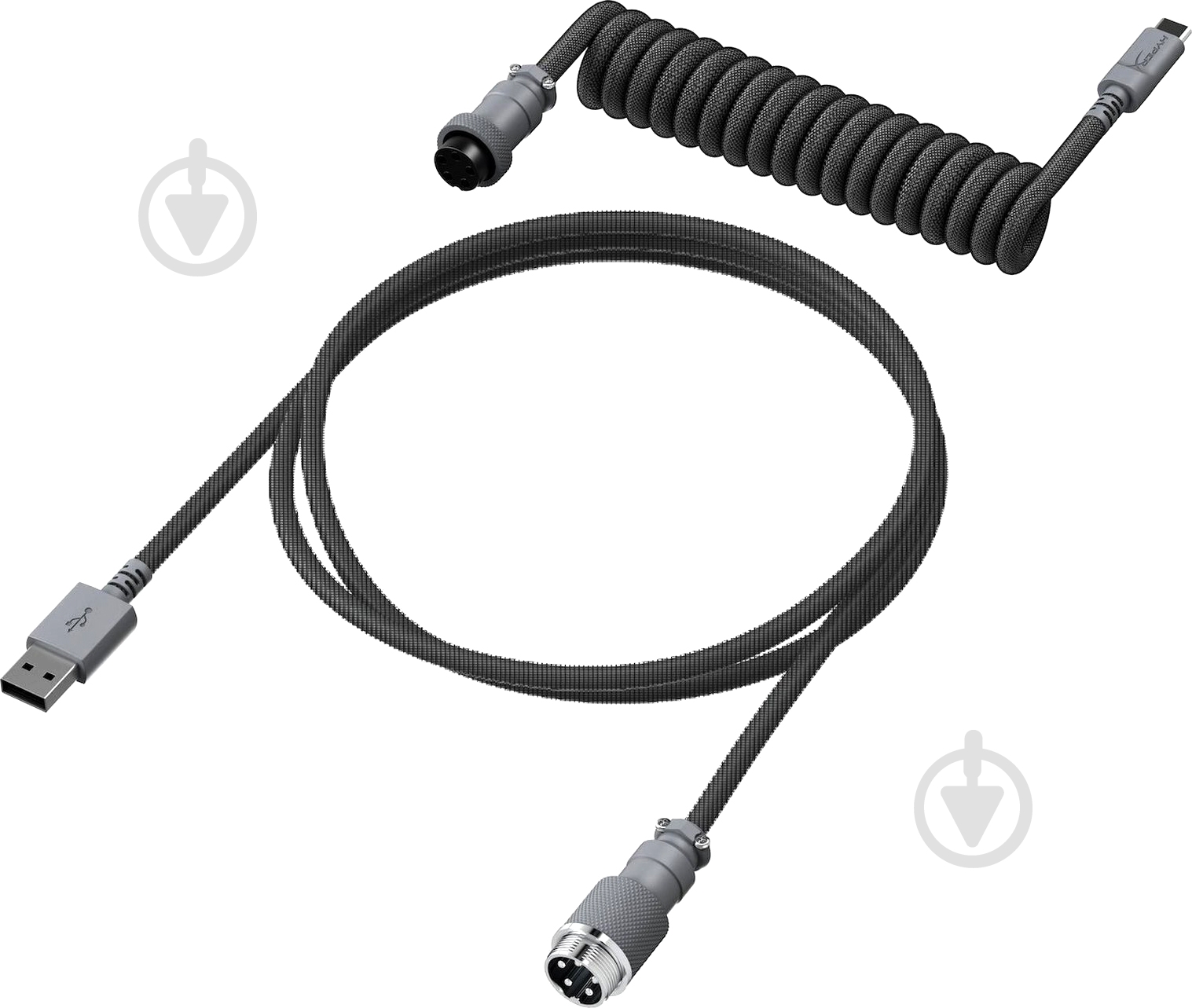 Кабель HyperX USB-A – USB-C спиральный 1,37 м серый (6J678AA) - фото 1