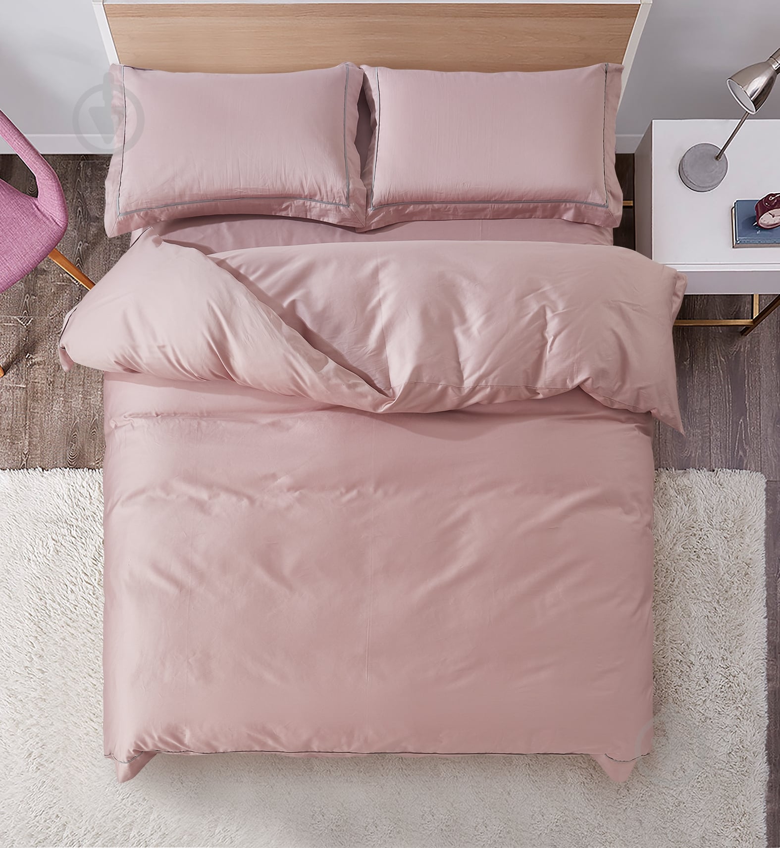 Комплект постельного белья Solid семейный розовый La Nuit - фото 2