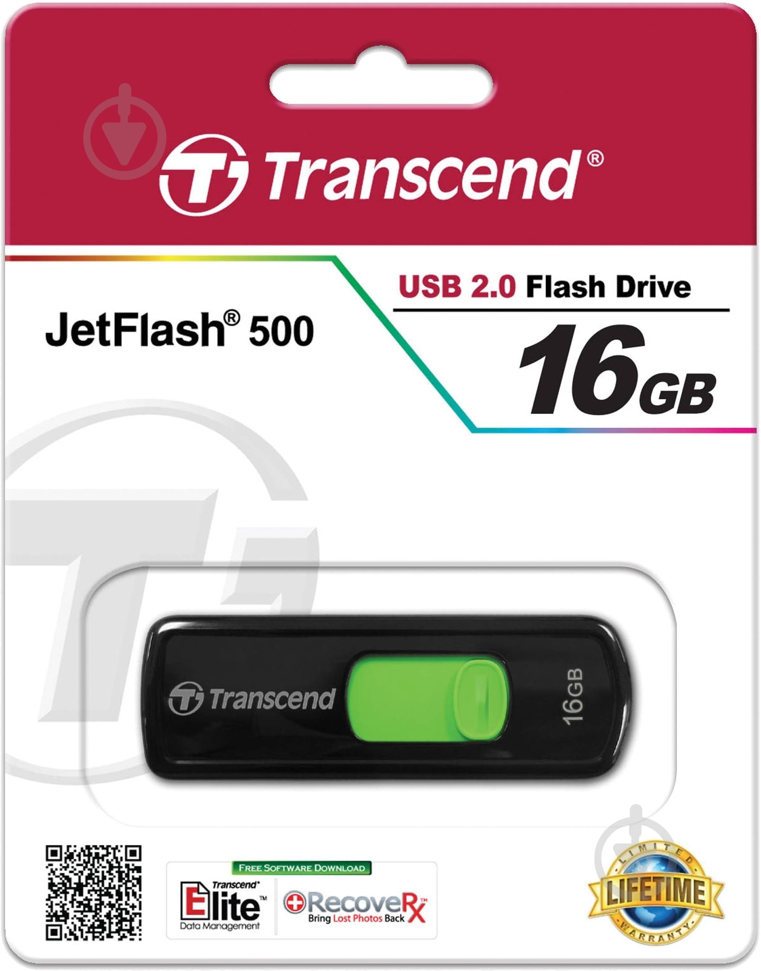 Флеш-память USB Transcend JetFlash 500 16 ГБ USB 2.0 (TS16GJF500) - фото 2
