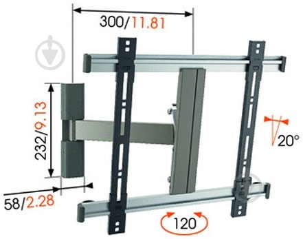 Крепление для телевизора Vogels THIN 225 поворотно-наклонные 26"-42" серый - фото 2