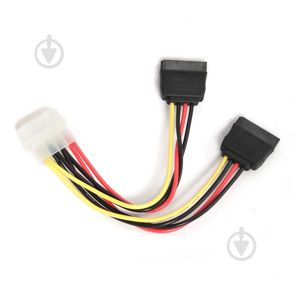 Кабель комп'ютерний внутрішній Cablexpert Molex – SATA 0,3 м (CC-SATA-PSY-0.3M) (Molex) M / F + 2 SATA кабель живлення - фото 2