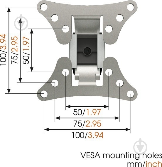 Крепление для телевизора Vogels WALL 1020 наклонныеповоротные 17"-26" серый - фото 3