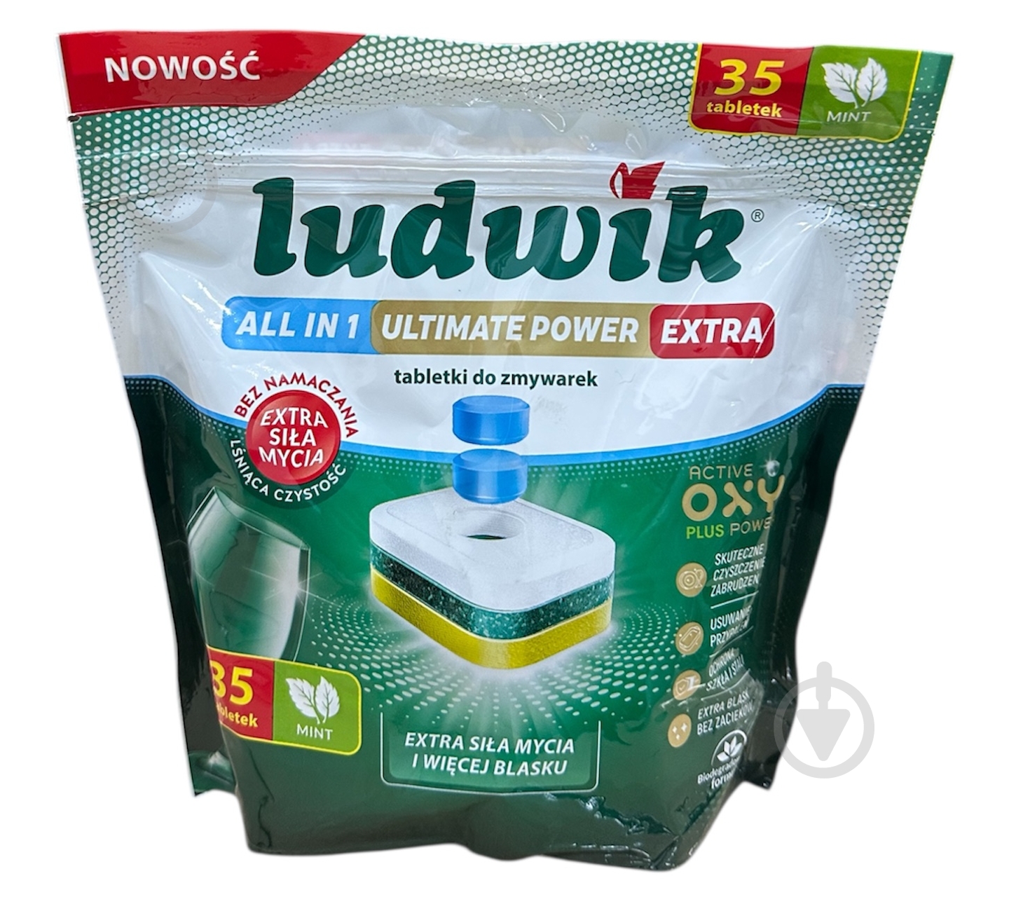 Таблетки для посудомоечных машин Ludwik Абсолютная мощность экстра All in 1 Мята 35 шт. - фото 1