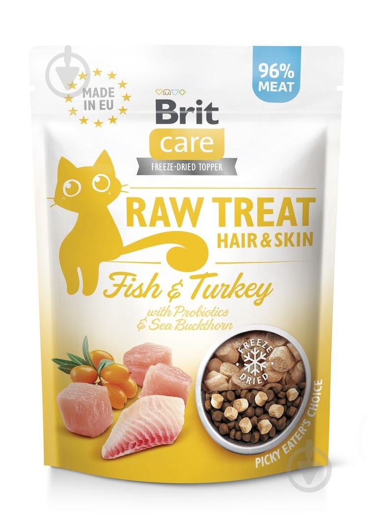 Ласощі Brit Raw Treat Hair & Skin Freeze-dried з рибою та індичкою 40 г - фото 1 Ласощі Brit Raw Treat Hair & Skin Freeze-dried з рибою та індичкою 40 г - фото 1