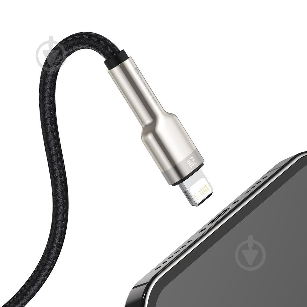 Кабель BASEUS Cafule Metal Lightning 2.4A 1 м черный (CALJK-A01) - фото 3