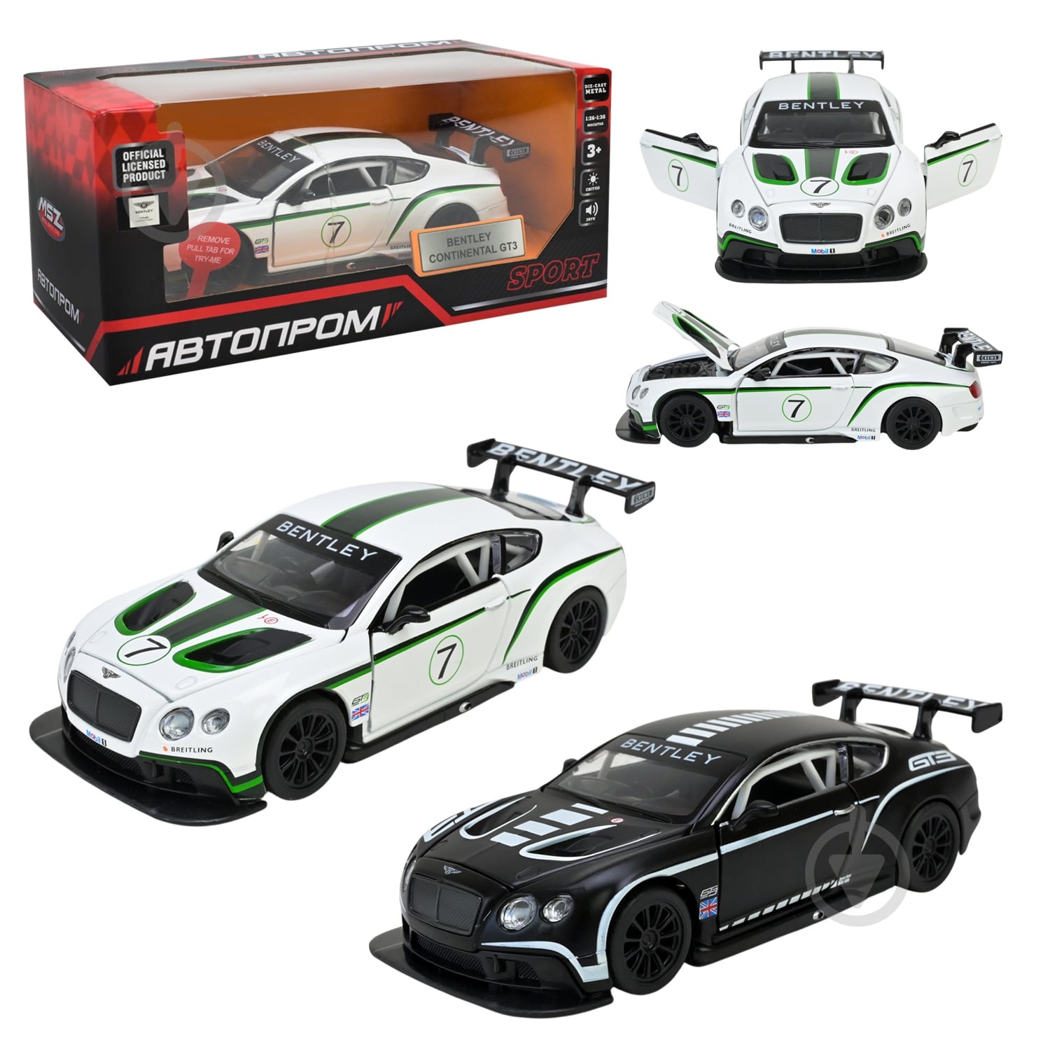 Автомодель Автопром 1:32 Bentley Continental GT3 68353 - фото 1