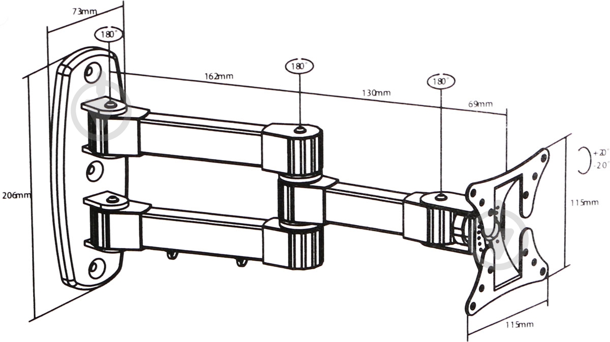 Крепление для телевизора X-Digital STEEL SA145 поворотно-наклонные 10"-26" черный - фото 4