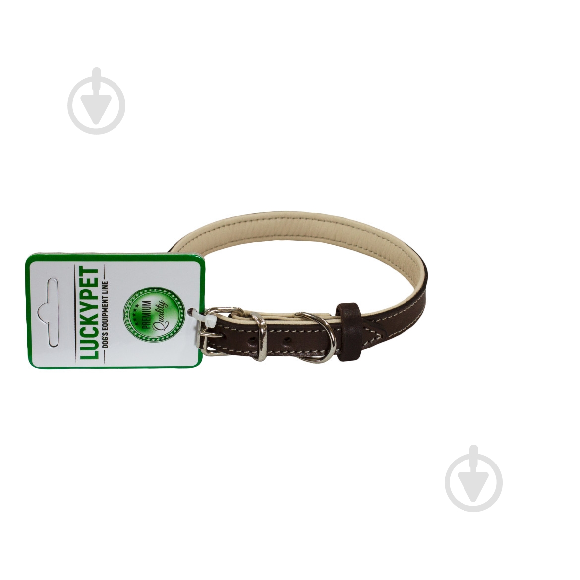 Ошейник Lucky Pet двойной кожа 3,0/41-51 коричнево-бежевый - фото 1 Ошейник Lucky Pet двойной кожа 3,0/41-51 коричнево-бежевый - фото 1