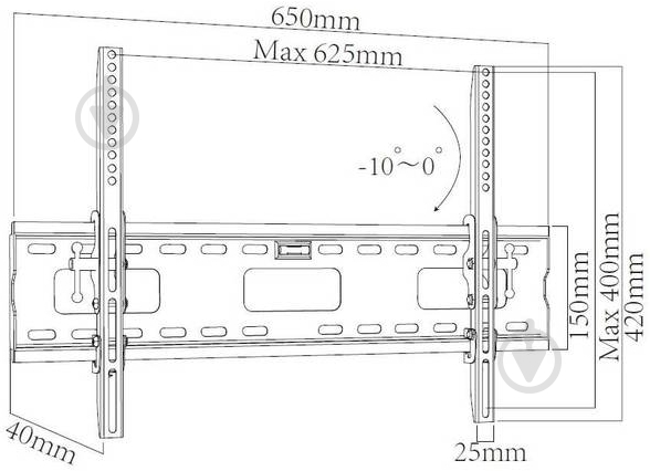 Кріплення для телевізора X-Digital STEEL ST415 похилі 40"-65" чорний - фото 2