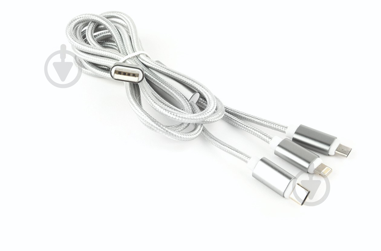 Кабель Cablexpert 1 м (CC-USB2-AM31-1M-S) BM-тато/Lightning/Micro/Type-C - фото 2