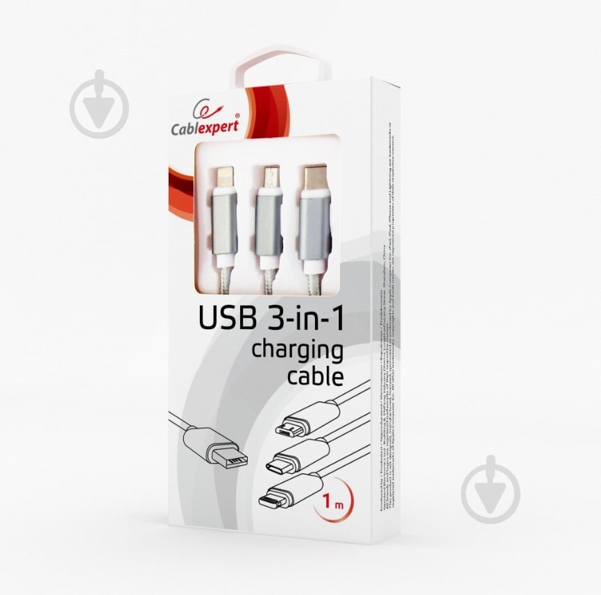 Кабель Cablexpert 1 м (CC-USB2-AM31-1M-S) BM-тато/Lightning/Micro/Type-C - фото 4