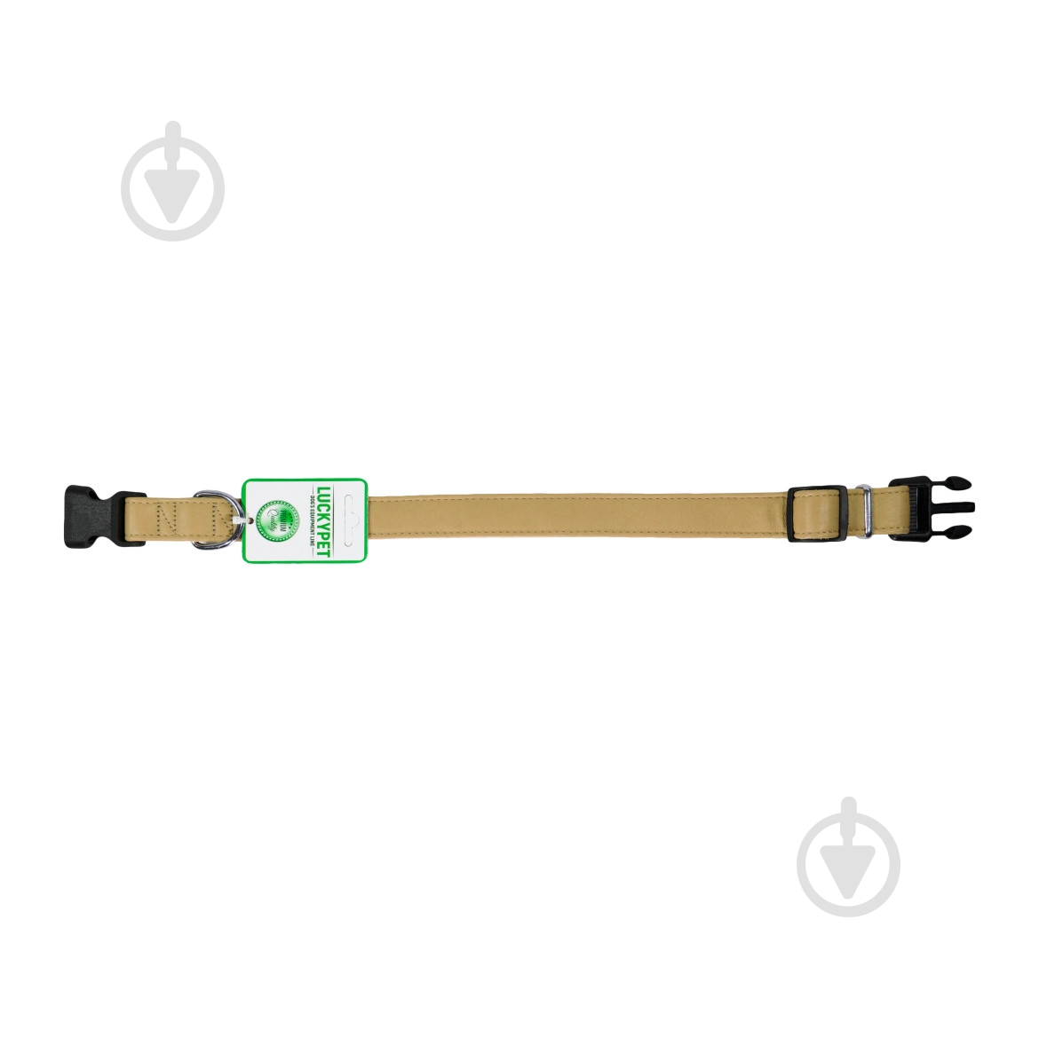 Нашийник Lucky Pet подвійний шкіра пластикова фурнітура 2,5/35-45 бежевий - фото 2