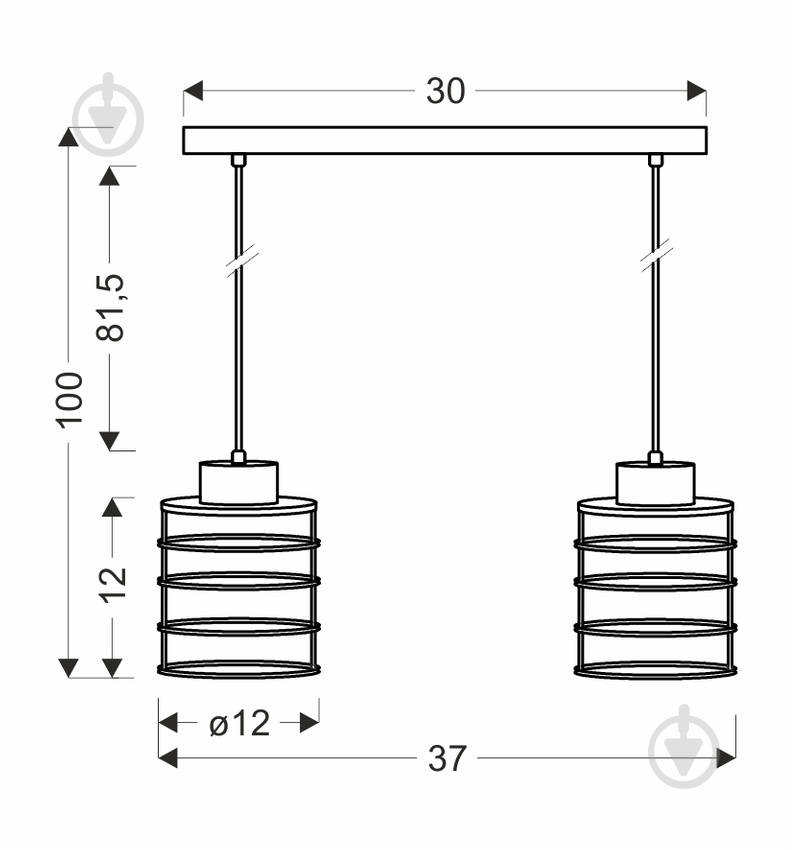 Люстра подвесная Candellux Glob 2x40 Вт E27 черный/медь 32-00361 - фото 2