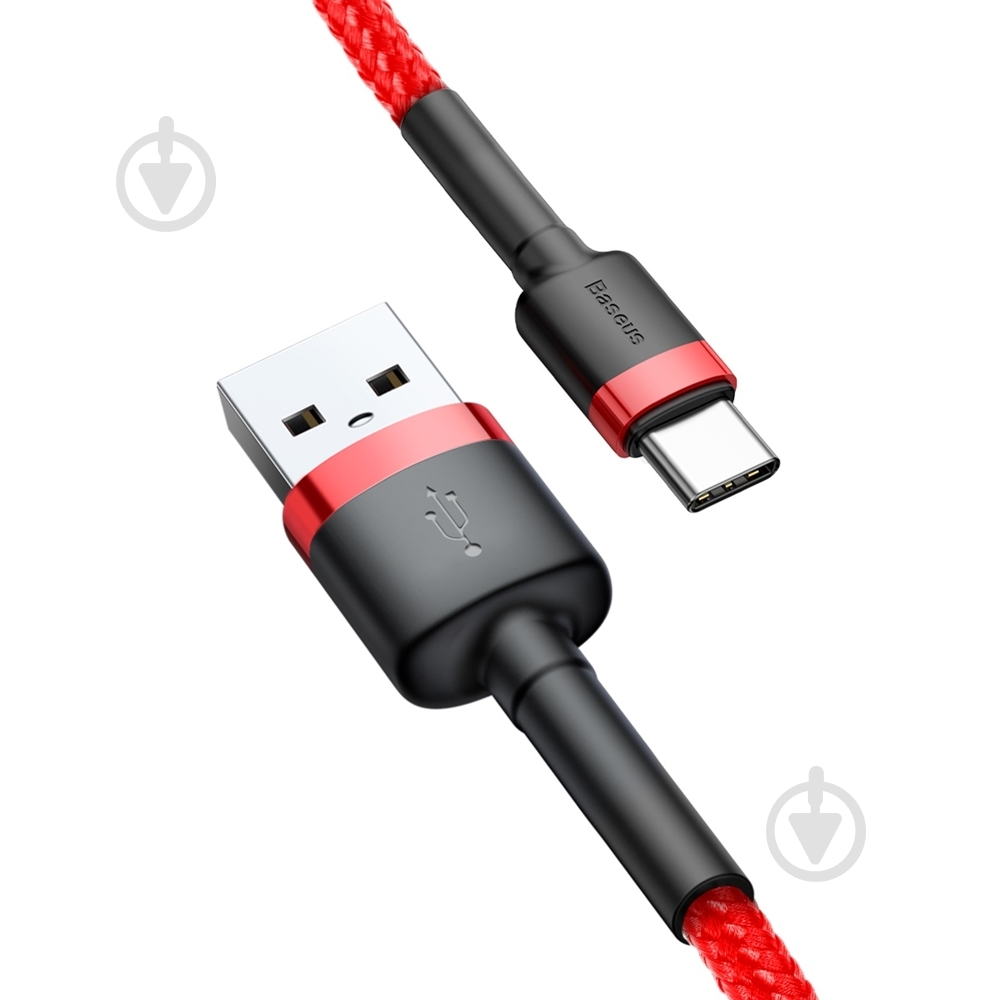 Кабель BASEUS Cafule Cable USB for Type-C 3A 0,5 м червоний (CATKLF-A09) - фото 4