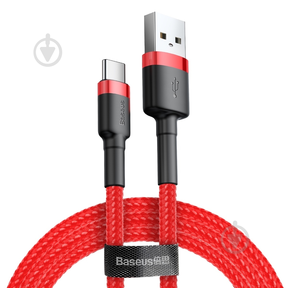 Кабель BASEUS Cafule Cable USB for Type-C 3A 0,5 м червоний (CATKLF-A09) - фото 1