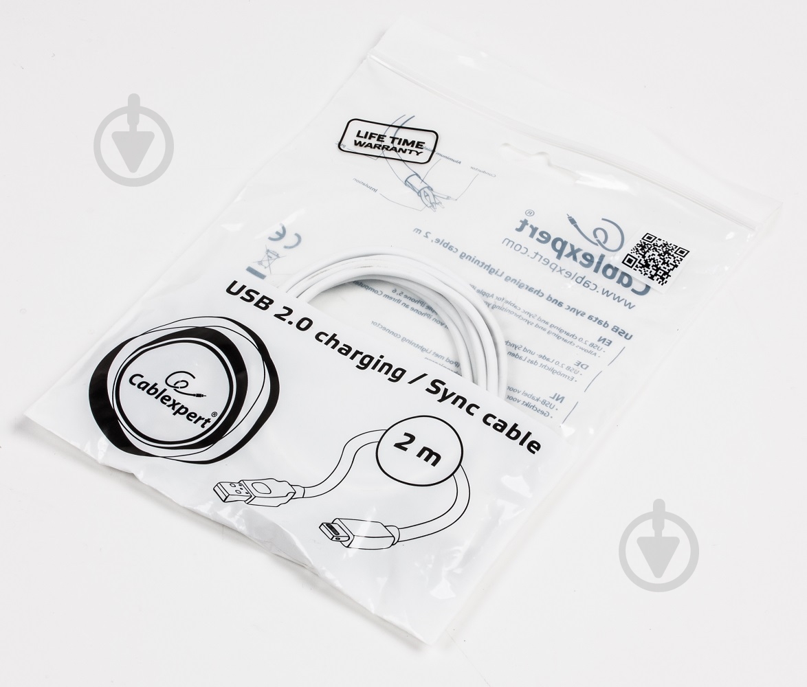 Кабель Cablexpert 2 м белый (CC-USB2-AMLM-2M-W) USB 2.0 BM-папа/Lightning - фото 3