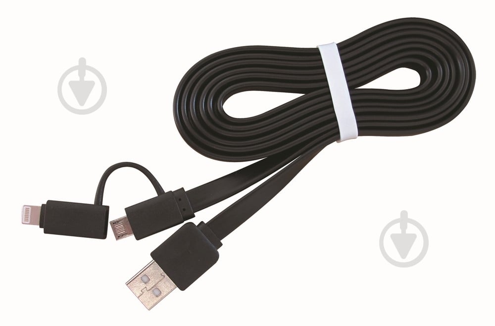 Кабель Cablexpert Lightning – USB 1 м черный (CC-USB2-AMLM2-1M) USB 2.0 BM-папа/Lightning/Micro - фото 1