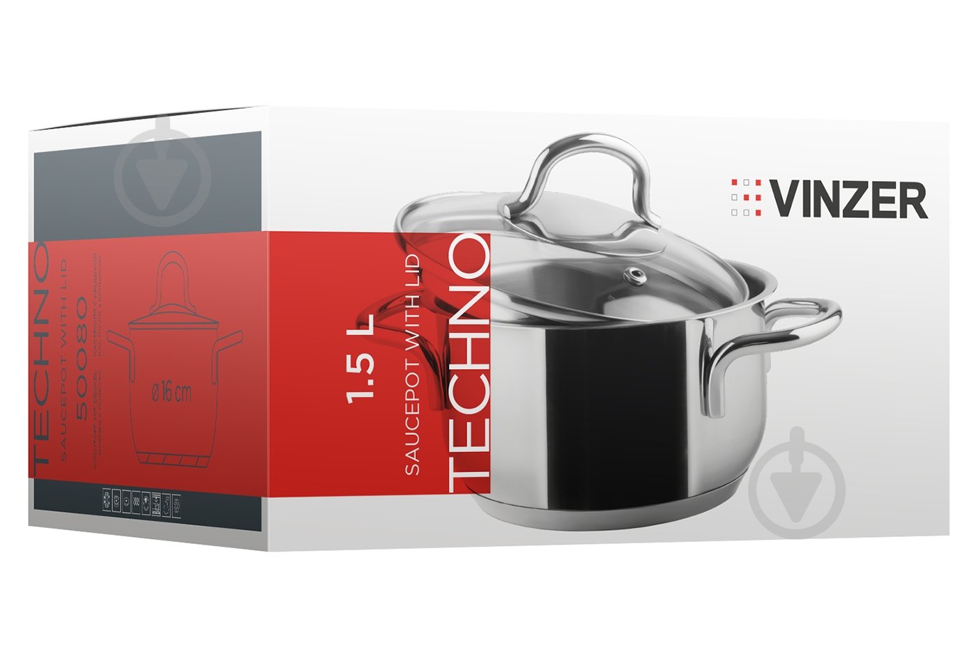 Кастрюля с крышкой Vinzer 1.5 л Techno Series 89080 - фото 3