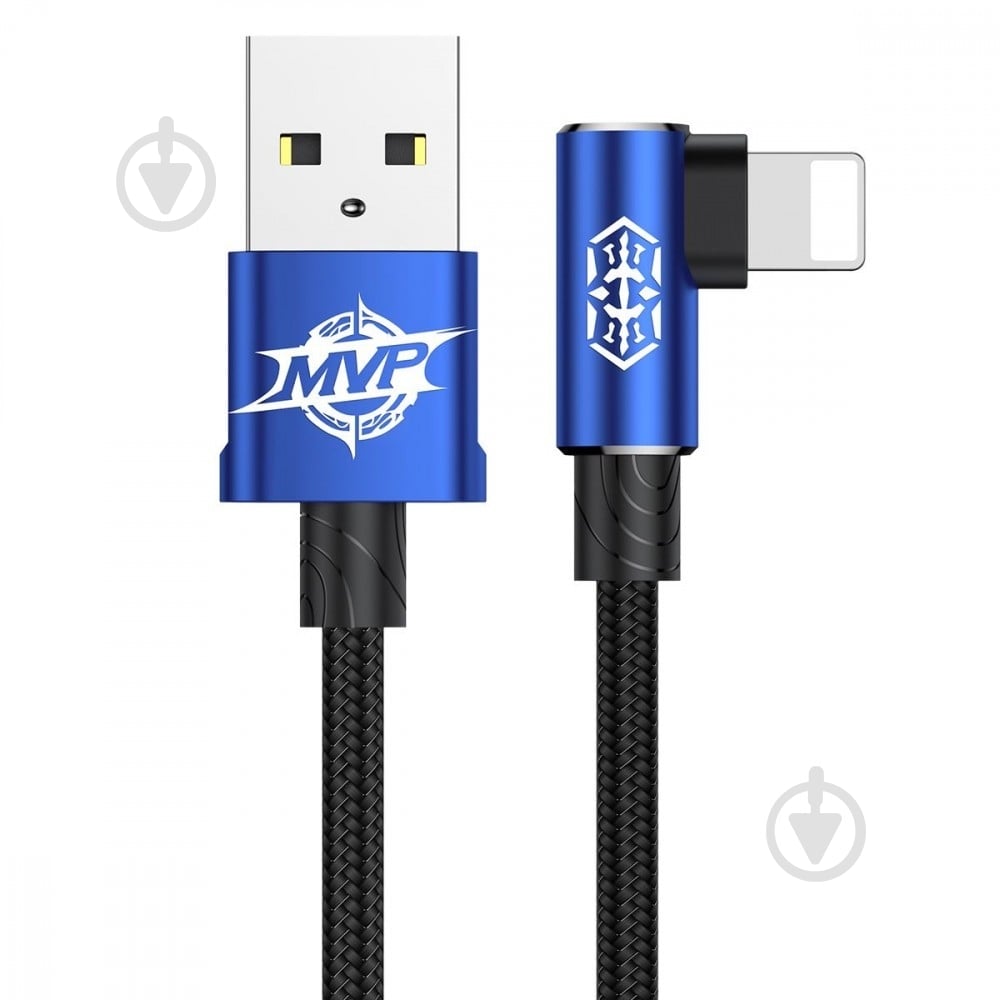 Кабель BASEUS MVP Elbow Type Cable USB for IP 1.5 A 2 м синий (CALMVP-A03) - фото 1 Кабель BASEUS MVP Elbow Type Cable USB for IP 1.5 A 2 м синий (CALMVP-A03) - фото 1