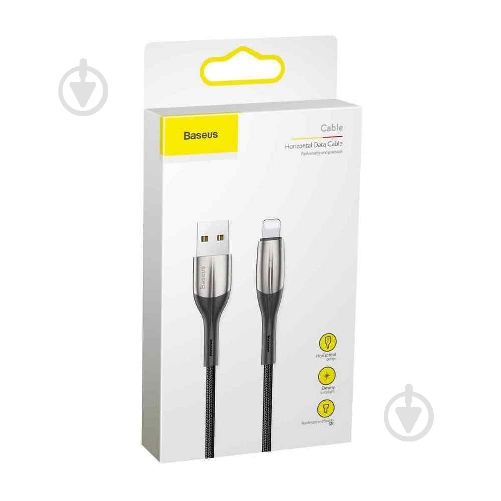 Кабель BASEUS Horizontal Data Lightning Cable 1.5 A 2 м чорний (CALSP-C01) - фото 5