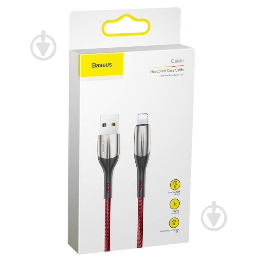 Кабель BASEUS Horizontal Data Cable (with an Indicator Lamp) USB for iP 1.5 A 2 м красный (CALSP-C09) - фото 4
