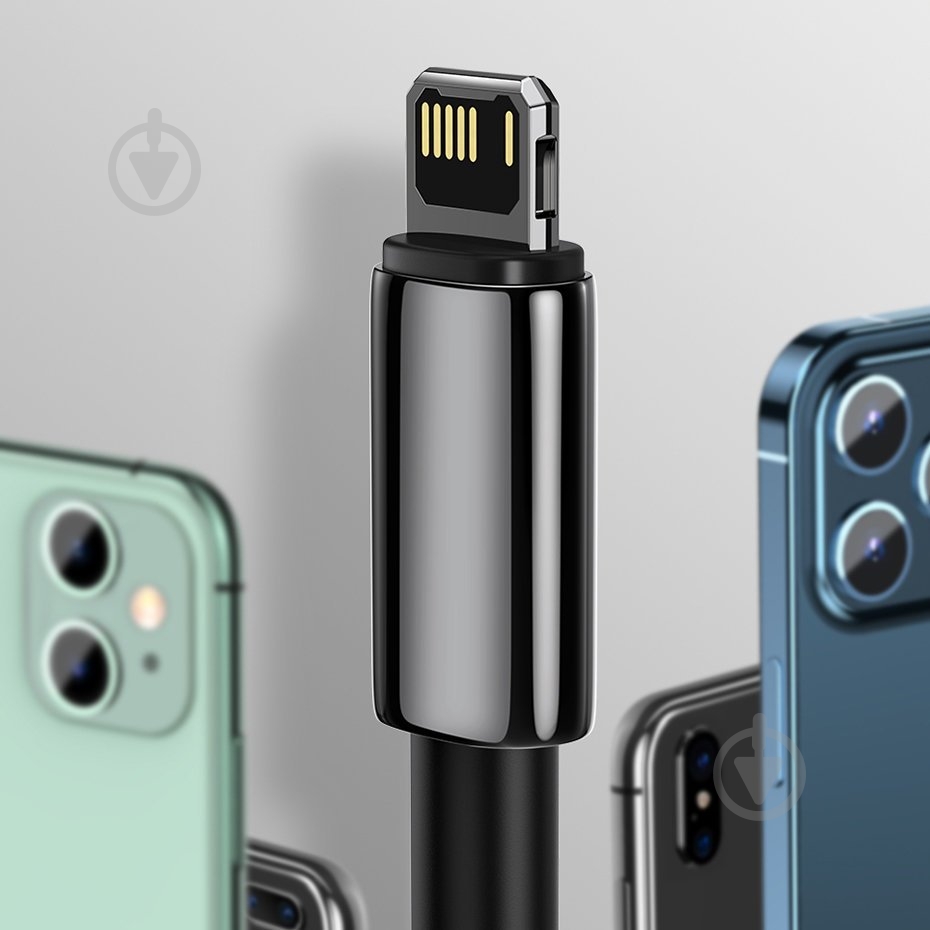 Кабель BASEUS Tungsten Gold Fast Charging Data Cable USB to iP 2.4A 1 м чорний (CALWJ-01) - фото 6 Кабель BASEUS Tungsten Gold Fast Charging Data Cable USB to iP 2.4A 1 м чорний (CALWJ-01) - фото 6
