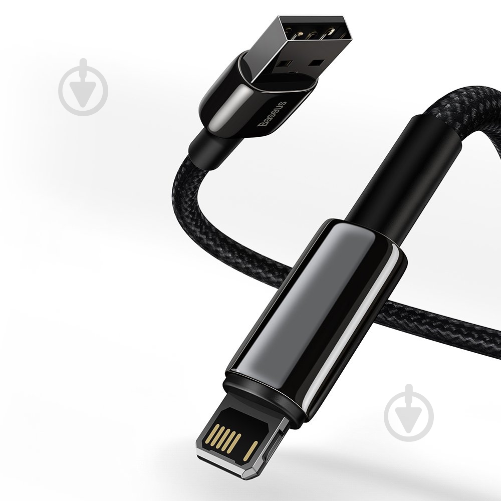 Кабель BASEUS Tungsten Gold Fast Charging Data Cable USB to iP 2.4A 1 м чорний (CALWJ-01) - фото 2 Кабель BASEUS Tungsten Gold Fast Charging Data Cable USB to iP 2.4A 1 м чорний (CALWJ-01) - фото 2