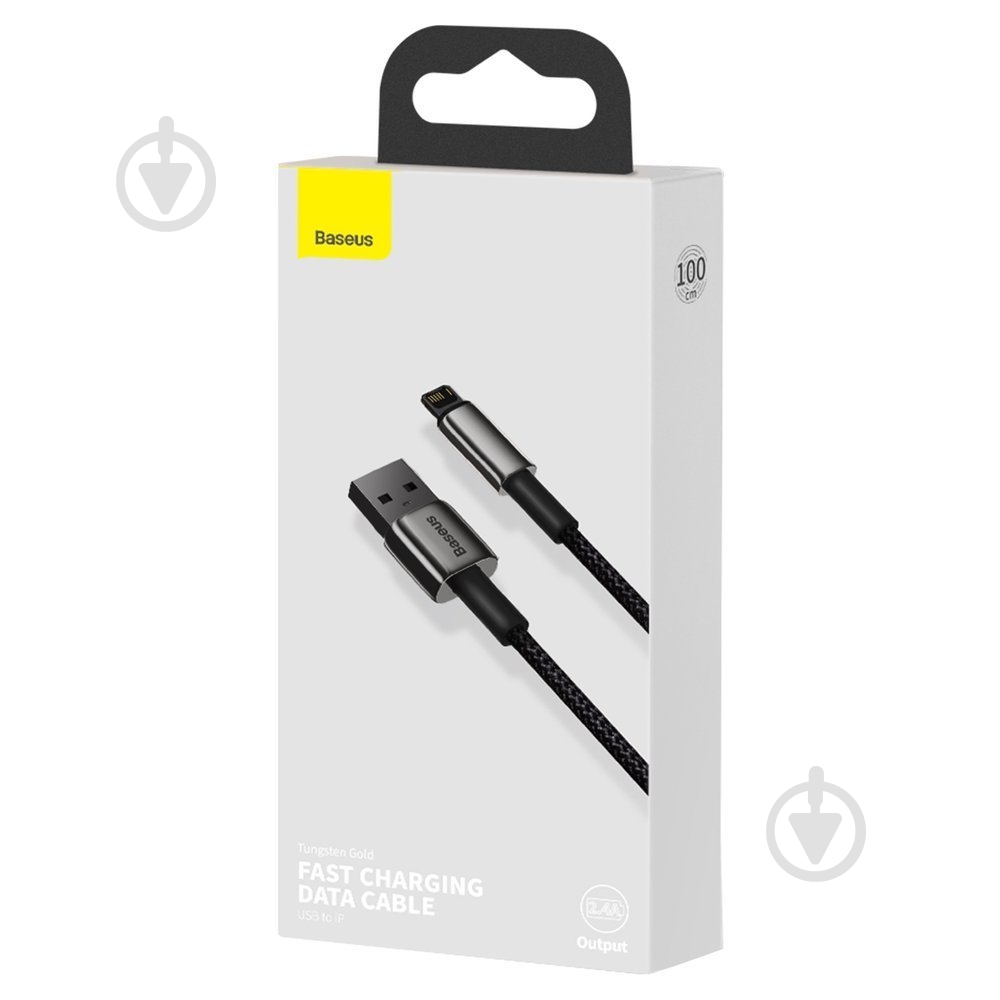 Кабель BASEUS Tungsten Gold Fast Charging Data Cable USB to iP 2.4A 1 м чорний (CALWJ-01) - фото 5 Кабель BASEUS Tungsten Gold Fast Charging Data Cable USB to iP 2.4A 1 м чорний (CALWJ-01) - фото 5