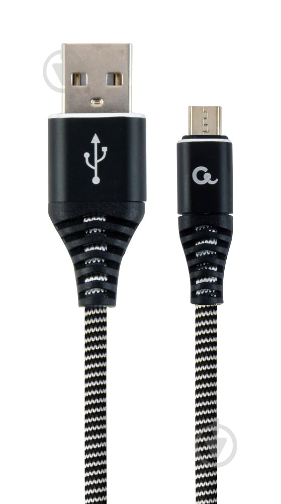 Кабель Cablexpert USB – microUSB 1 м (CC-USB2B-AMmBM-1M-BW) micro USB 2.0 A-папа/Micro B-папа - фото 1