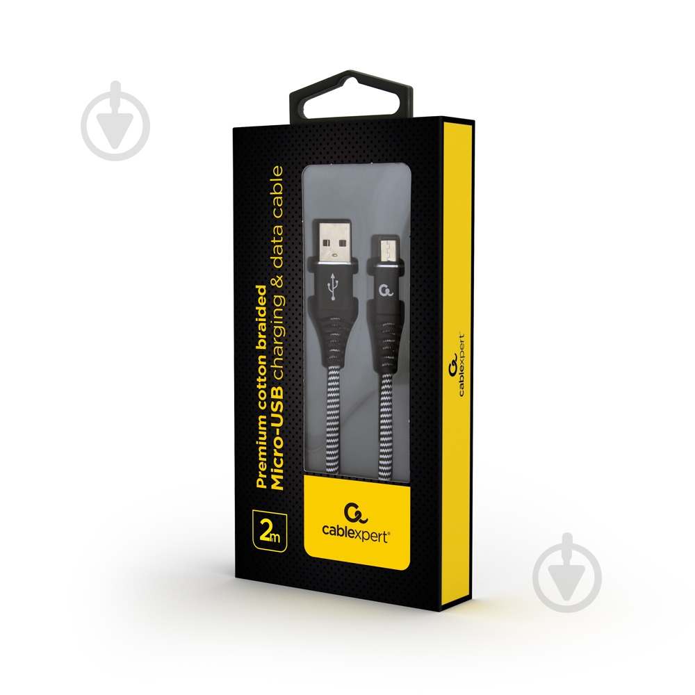 Кабель Cablexpert USB – microUSB 2 м (CC-USB2B-AMmBM-2M-BW) micro USB 2.0 A-тато/Micro B-тато - фото 2
