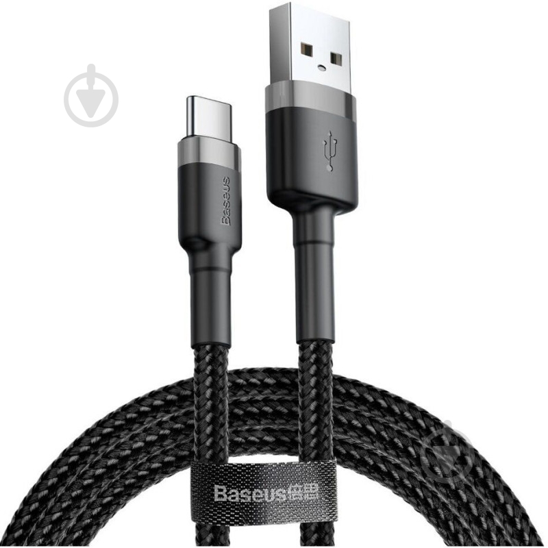 Кабель BASEUS Cafule Cable USB For Type-C 2A 3 м grey/black (CATKLF-UG1) - фото 1