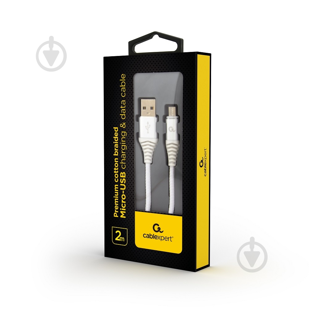 Кабель Cablexpert USB – microUSB 2 м (CC-USB2B-AMmBM-2M-BW2) micro USB 2.0 A-папа/Micro B-папа - фото 2