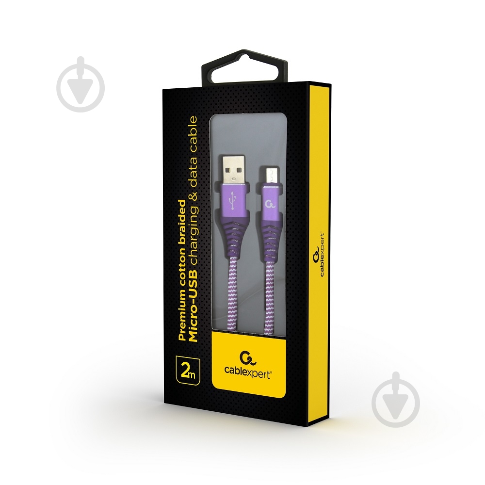 Кабель Cablexpert USB – microUSB 2 м (CC-USB2B-AMmBM-2M-PW) micro USB 2.0 A-папа/Micro B-папа - фото 2
